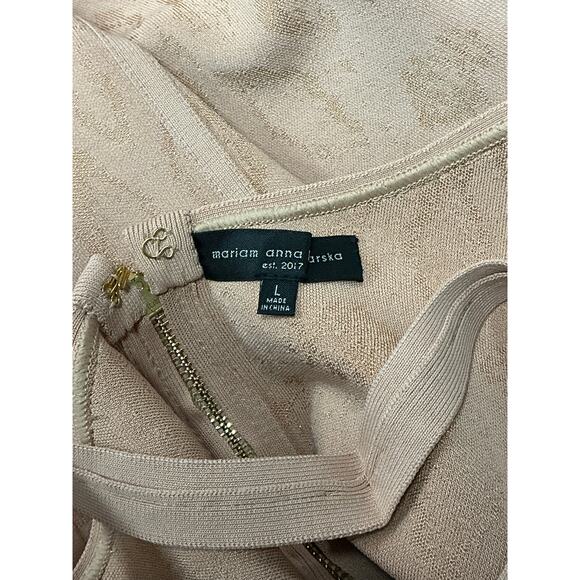 Mariam Anna Barska Snake-Embossed Midi Bodycon Dress “MAB30” Nude Camel Size L - Picture 6 of 8